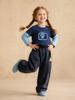 Roupas Infantis Amila Outono 2025 Novo Jeans para Meninas Estilo Wide-Leg com Decoração de Flores Calças Compridas Infantis