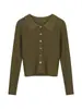 GemingCardigan de Punto Acanalado Estilo Francés Retro con Cuello Polo para Mujer Otoño Nuevo Manga Larga W636H