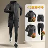 Traje de Running de Invierno para Hombre con Forro de Polar Ropa Deportiva Cálida para Fitness Ropa de Secado Rápido Ropa para Correr por la Mañana Ropa para Entrenamiento Deportivo de Fútbol