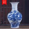 Jarrón de cerámica Jingdezhen, estilo antiguo, azul y blanco, con paisaje, linterna, botella, nuevo estilo chino, accesorios para el hogar, adornos para mueble de TV