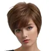 Peluca de comercio exterior europea y americana de Temu para mujer, cabello corto roto castaño, peluca de fibra química con mecanismo, fabricantes de tocados, pelo de generación en stock