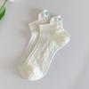 [Estilo Bordado] Calcetines Cortos con Lazo Estilo Coreano para Mujer de Verano, Malla Fina Transpirable, Bajos, Tipo Náutico, Modernos y los Más Fáciles de Combinar