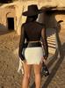 Comércio Exterior Transfronteiriço Europeu e Americano Roupas Femininas Sexy Gola Redonda Malha Transparente Manga Longa Patchwork Nicho Hot Girl Cropped Atacado