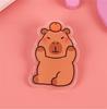 Estilo rede social original capivara fofa broche de acrílico desenho animado mochila estojo de lápis pingente de emblema pinos decorativos acessórios