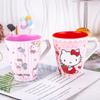 Vajilla infantil Dibujos animados creativa melamina con tapa taza infantil bebé taza recta imitación porcelana resistente a caídas asa taza de leche
