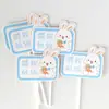 Conejo Azul Decoración de Mesa de Postres Inserto para Pastel Luna Llena del Bebé Cumpleaños 100 Pegatina para Empujar Pudín