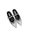 Zapatos para Mujer que Aumentan la Altura Interior con Puntera Puntiaguda de Pedrería, Zapatillas de Media Suela Plana para Usar Afuera 25 Primavera Nuevas Zapatillas Casuales de Una Tira en la Punta