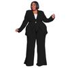 N7904 Roupas Femininas Plus Size Europeias e Americanas Amazon Moda Elegante Profissional Casual Calças de Manga Comprida Conjunto de Duas Peças com Cadarço