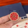 Moedas estilo antigo, artesanato vintage de latão, moedas antigas vermelho-cinábrio, pingentes de dinheiro fantasma de montanha, pingentes de dinheiro Bagua estilo chinês