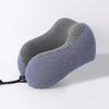 Almohada de viaje simple a rayas en forma de U de algodón de Amazon, almohada de viaje para joroba de avión, espuma viscoelástica de rebote lento, almohada en forma de U, almohada para el cuello