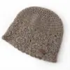 Gorro de lana tejido de cachemira pura engrosado para otoño e invierno, cálido y protector de orejas, gorro de lana tejido hecho a mano de moda para mujer, gorro para clima frío