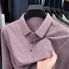 Bestseller de transmisión en vivo: nueva camiseta de manga larga para primavera/otoño para hombre, un polo estampado versátil y moderno con cuello, perfecto para hombres de mediana edad