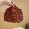 Gorro Hecho a Mano de Ganchillo Doble Capa Estilo Japonés Mohair Moda para Mujer Otoño e Invierno Versión Coreana Gorro Tejido de Celebridad de Internet de Moda