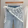 Diseño Estilo Coreano Encaje Bordado Cinturón de Encaje Bufanda de Seda Superpuesta con Falda de Gasa de Longitud Media Accesorios para Cortina de Trasero
