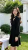 Vestido Novo Estilo Outono Que Cobre a Barriga e Emagrece, Doce estilo Francês com Renda Vazada e Gola Halter, Vestido Preto Pequeno Retro para Mulheres