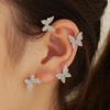Pendientes de borla coreanos sencillos transfronterizos con gancho para la oreja de perla con incrustaciones de diamantes, pendientes de gota de aceite huecos de mariposa, joyería colgante para la oreja al por mayor