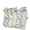 [Mayoreo] Calcetines Nuevos Polo de Lunares con Lazo Combinan con Todo Calcetines Apilados Blancos Japonés Rojo de Internet Calcetines de Mujer Encaje Desodorante