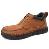Novo Estilo Quente Botas Martin Masculinas Outono Inverno Transfronteiriças Tamanho Grande Botas Curtas Masculinas Sapatos Casuais de Couro Botas de Trabalho Costuradas à Mão