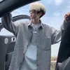 Camisa larga de manga larga texturizada estilo Chanel para hombre, top de otoño holgado talla grande, marca de moda, chaqueta casual elegante para hombre
