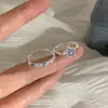 Anillo de Estrella de Zirconia Azul Estilo Coreano para Mujer, Anillo Abierto de Diseño de Nicho, Anillo para Dedo Índice, Anillo Accesorio de Moda y Único para Mujer
