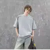 Diseño coreano sentido nicho americano simple versátil casual verano cuello redondo camiseta manga corta camiseta hombre suelto top