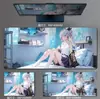 Alfombrilla de Ratón Extra Grande para Hombres y Mujeres, Alfombrilla Bidimensional Resistente a Manchas, Escritorio de Oficina Juego, Alfombrilla de Ratón E-Sports Anime Hatsune