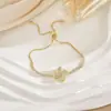 Pulseira Rotativa Transfronteiriça para Mulheres, Pulseira de Luxo Leve da Moda com Zircônia Microcravejada, Acessórios de Joias em Aço Titânio Banhado a Ouro Cobre Não Desbota