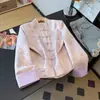 Jaqueta Emagrecedora com Qualidade Garantida para Mulheres de Meia-Idade, Novo Estilo Chinês Jacquard de Seda Cetim Retro Estilo Nacional Aprimorado Casaco Plus Size