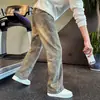 Calças jeans de perna reta para homens, estilosas e sofisticadas, calças de perna curva, calças masculinas da moda e com caimento solto, novas calças casuais 2025