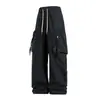 Calça Cargo Masculina com Zíper Vintage Outono 2025 Nova Algodão Puro Solta Reta Casual Longa Marca Tendência Calça de Moletom