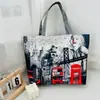 Bolso de Hombro Nuevo Estampado, Bolso de Lona para Mujer de Mano, Bolso Tote Estilo Coreano de Gran Capacidad, Bolso Artístico para Estudiante