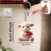 Llavero de Acrílico de Oveja Linda Abrazándose 2D Colgante de Animal de Dibujos Animados Llavero de Coche Colgador para Mochila