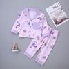 Pijamas de Primavera y Otoño para Niños Pijama de Algodón Puro de Manga Larga para Niños Medianos y Grandes Cárdigan con Solapa para Bebé Ropa para el Hogar Traje de Algodón