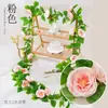 Rosa Artificial Flor Falsa Enredadera Balcón Cesta Colgante Silla de Ratán Decoración Techo Tubería de Aire Acondicionado Decoración Cubierta Envoltura Enredadera de Flores