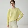 Nova coleção outono e inverno: suéter feminino de cashmere puro, gola redonda, camada interna quente, estilo solto e casual, peça básica versátil, suéter de malha