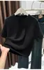 Camiseta feminina de malha fina com manga curta, novo modelo outono 2026, gola redonda, fina, amiga da pele, adequada para usar em camadas.