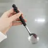 Colher Exquisita de Aço Inoxidável com Cabo Tipo Cerâmica, Colher para Comer Frutas, Colher de Cabo Longo para Misturar Arroz, Colher Pérola de Quatro Cores