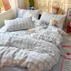 ¡Fresco y simple! Juego de ropa de cama de tres piezas 100% algodón Clase A para dormitorios estudiantiles, juego de cuatro piezas 100% algodón para dormitorios universitarios, incluyendo funda de edredón y sábana bajera