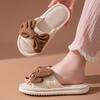 Pantuflas de Lino con Lazo de Amazon Transfronterizas Sandalias de Interior Cuadros Simples de Tela Europeas y Americanas Pantuflas de Algodón y Lino para Mujer