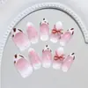 Uñas Hechas a Mano Pre-Diseñadas Rosa Dulce Estrellas Serpentina Ojo de Gato Moño Estilo Ins Europeo y Americano Uñas Desmontables Portátiles 30 Piezas