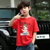 Camiseta de Verano para Niños de Manga Corta Estilo Nuevo Talla Mediana y Grande Estilo Verano para Niños Algodón Puro Fresca y Guapa Camiseta de Media Manga Top Suelto Camiseta