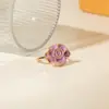 Anel de Flor com Gotejamento de Óleo Barroco Europeu e Americano de Cruzamento, Anel de Pérola com Design de Lava Metálica de Luxo para Mulheres