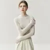 Camiseta Básica de Punto de Cachemir para Mujer Yangzi Yarn de 18 Calibres, Hilo Fino, Color Sólido, Lavable a Máquina, Suéter de Ajuste Delgado para Usar en Capas