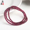 Pulsera de Múltiples Hilos de Granate Natural de Cristal Beibeifu 3mm Perlas Pequeñas Pulsera de Tres Hilos de Granate Perlas Sueltas de Cristal