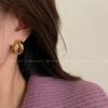 Aretes de Aro Doble de Metal 2023 Nuevos Explosivos Simples Combinan con Todo Diseño Nicho Aretes de Alta Gama para Mujer