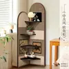 Estantería de esquina de estilo vintage para sala de estar, estantería de esquina de estilo retro francés para estudio, estante de almacenamiento decorativo triangular