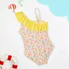 Niños y niñas hombro inclinado conjoined secado rápido estilo ins lindo bebé niña pequeño floral aguas termales natación fabricantes al por mayor