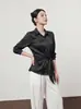 Camisa de Satén de Lujo con Cinturón para Mujer Otoño 2026, Nueva Blusa de Manga Larga a la Moda, Venta al por Mayor y Distribución Transfronteriza