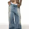 Jeans Anchos Desgastados Estilo Retro Americano con un Diseño Único para Mujer, Nuevo Estilo de Verano, Corte Holgado, Adelgazantes, Pantalones Anchos de Pierna Larga hasta el Suelo