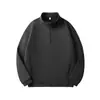Sudadera con cuello alto texturizado, engrosada de 390 g, con media cremallera para hombre, estilo americano simple, holgada, pesada, para otoño e invierno
